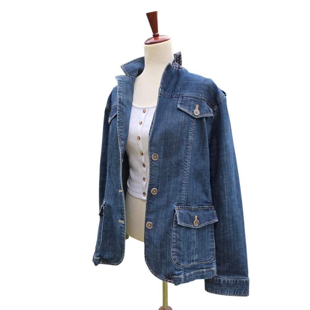 Lands End Chore Coat Size 18 Blue Denim Barn Coat 90s Fall Eclectic Grandpa